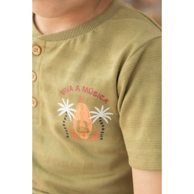 Sturdy - T-shirt Met Knopen Groen - Happy Rio