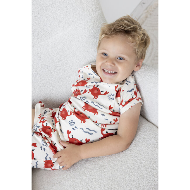 Feetje - Baby Shortama Zomer Pyjama Cooper Crab - Offwhite - Premium Summerwear