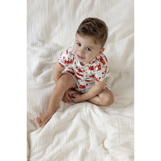 Feetje - Baby Shortama Zomer Pyjama Cooper Crab - Offwhite - Premium Summerwear