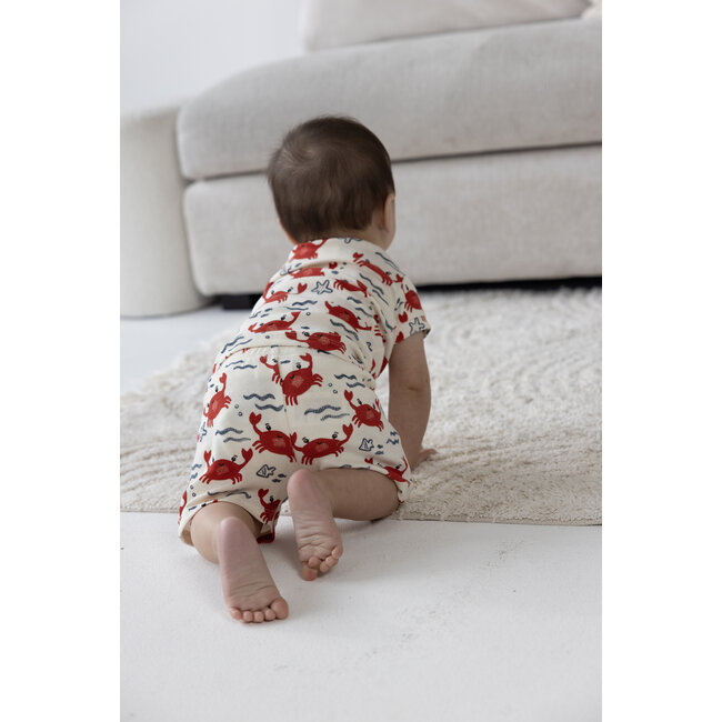 Feetje - Baby Shortama Zomer Pyjama Cooper Crab - Offwhite - Premium Summerwear