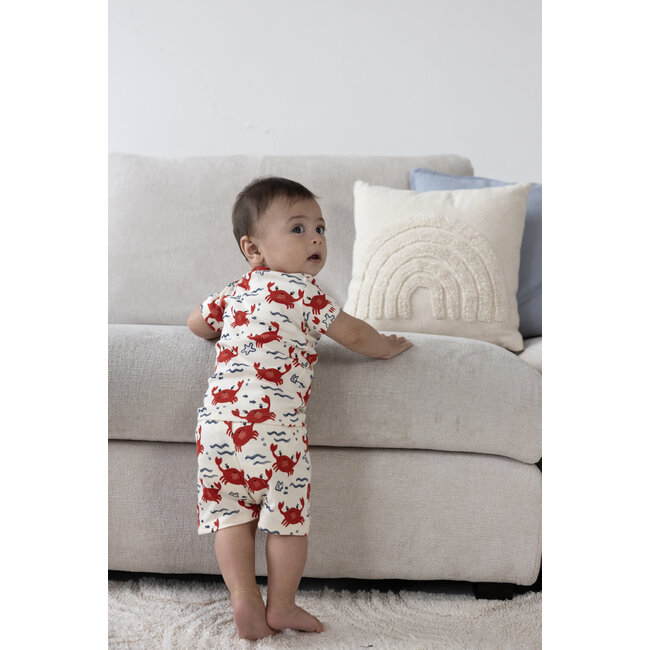 Feetje - Baby Shortama Zomer Pyjama Cooper Crab - Offwhite - Premium Summerwear