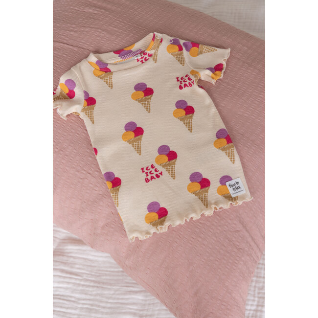 Feetje - Baby Shortama Zomer Pyjama Isa Icecream - Perzik - Premium Summerwear