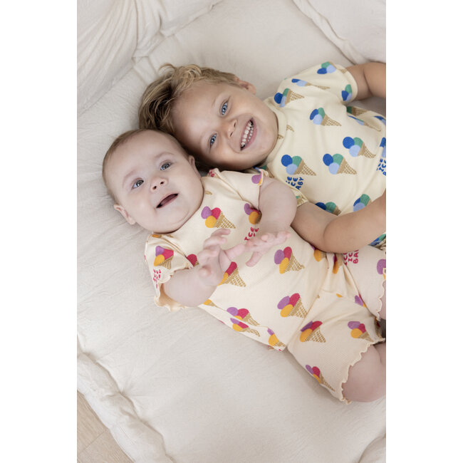 Feetje - Baby Shortama Zomer Pyjama Isa Icecream - Perzik - Premium Summerwear
