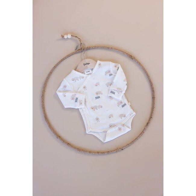 Feetje - Wikkelromper AOP Creme - Sleepy Sheepy