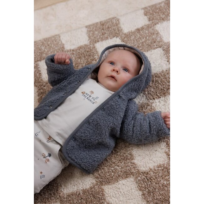 Feetje - Bouclé Omkeerbaar Jasje met Capuchon Blauw - Howdy