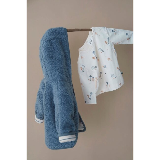 Feetje - Bouclé Omkeerbaar Jasje met Capuchon Blauw - Howdy