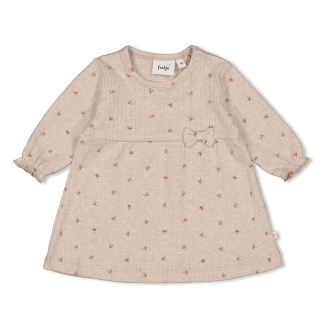 Feetje - Jurk Rib AOP Taupe Melange - Morning Sun
