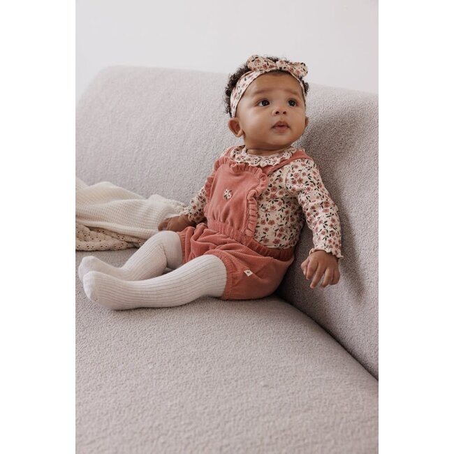 Feetje - Tuinbroek Kort Velours Rib Mauve - Woodland Bloom