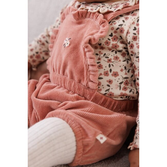 Feetje - Tuinbroek Kort Velours Rib Mauve - Woodland Bloom