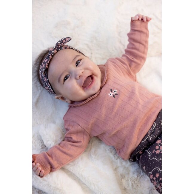 Feetje - Longsleeve Pointelle Rib Mauve - Woodland Bloom