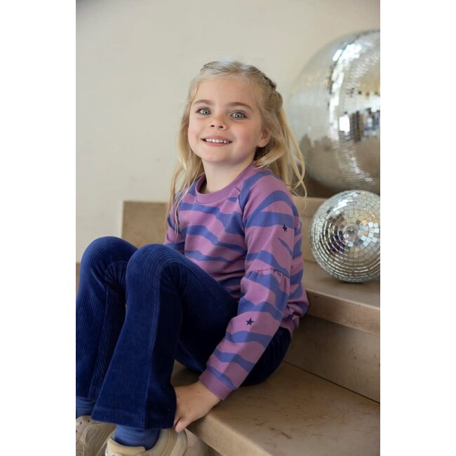 Jubel - Flared Broek Velours Rib Indigo - Wild Soul