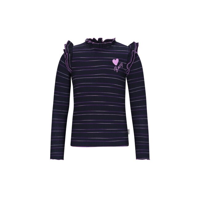 B.Nosy - Top wit Ruffles Tonya - Navy Violet Stripe