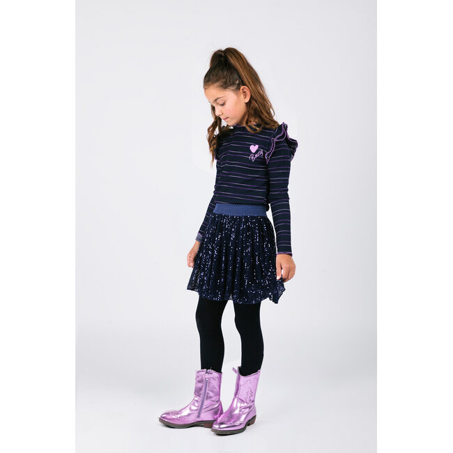 B.Nosy - Top wit Ruffles Tonya - Navy Violet Stripe