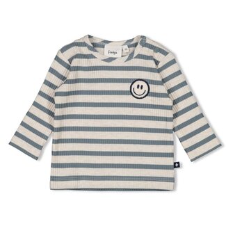 Feetje Feetje - Longsleeve Rib met Streep Petrol - Let's Go!