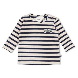 Feetje Feetje - Longsleeve Rib met Streep Marine - Let's Go!