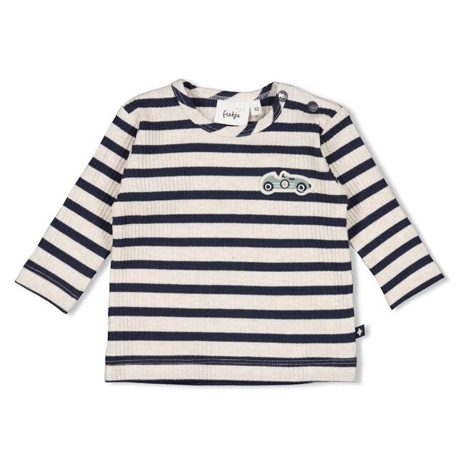 Feetje - Longsleeve Rib met Streep Marine - Let's Go!