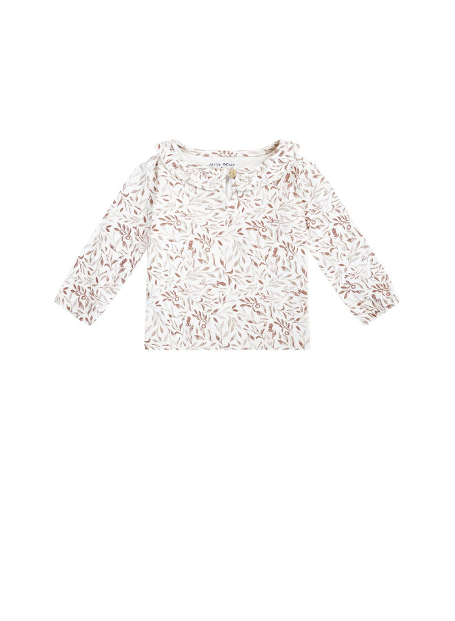Petite Maison - Longsleeve with Ruffle Detail Kaya - AOP Leaves