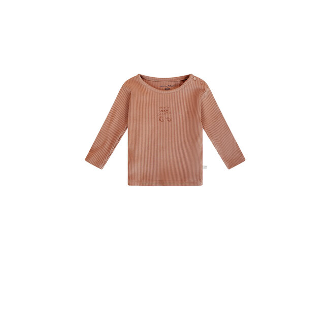 Petite Maison - Rib Jersey T-shirt with Chest Print Kokai - Caramel