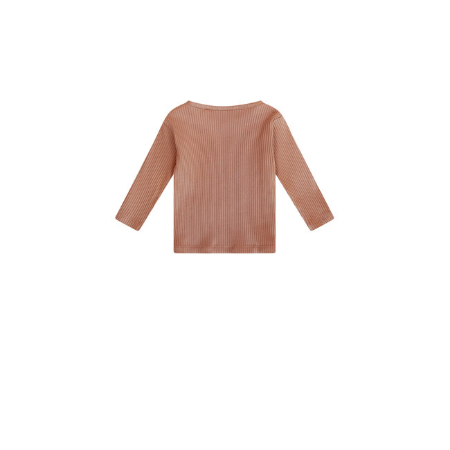 Petite Maison - Rib Jersey T-shirt with Chest Print Kokai - Caramel