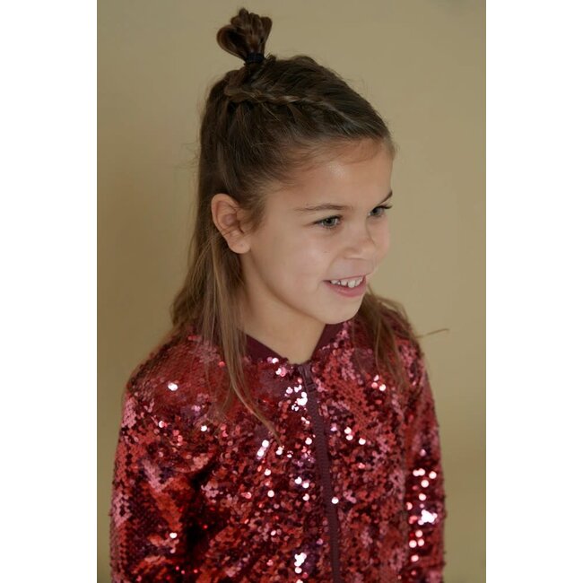 Jubel - Pailetten Bomberjack Bordeaux - Queen Of Hearts