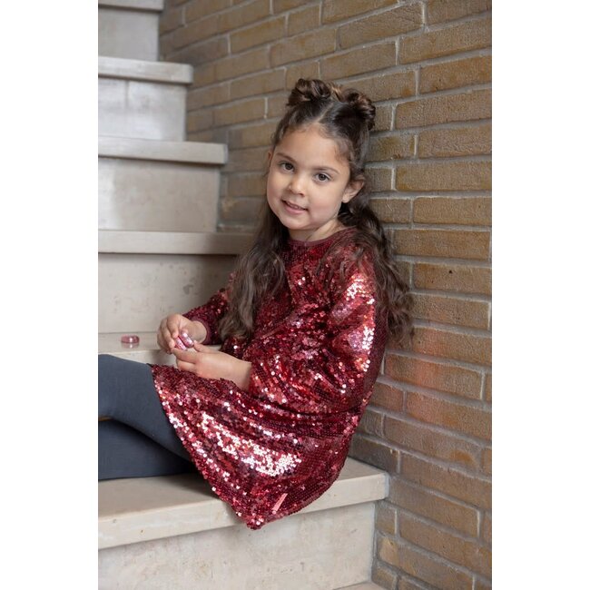 Jubel - Pailetten Jurk Bordeaux - Queen Of Hearts
