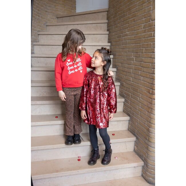 Jubel - Flared Broek AOP Bruin - Queen Of Hearts