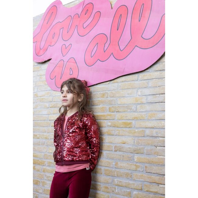 Jubel - Flared Broek Velours Rib Bordeaux - Queen Of Hearts