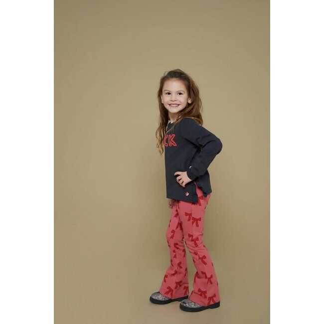 Jubel - Flared Broek AOP Roze - Queen Of Hearts