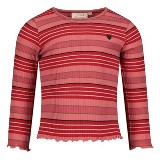 Jubel Jubel - Longsleeve Rib met Streep Lichtroze - Queen Of Hearts