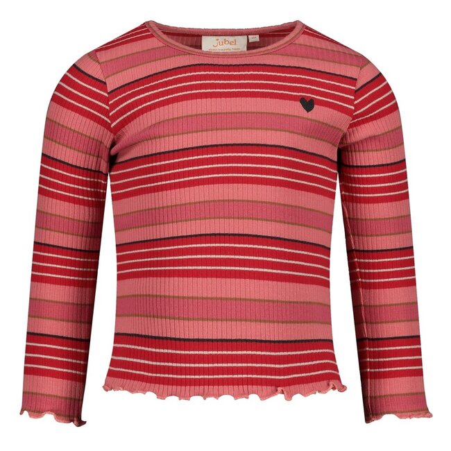 Jubel - Longsleeve Rib met Streep Lichtroze - Queen Of Hearts