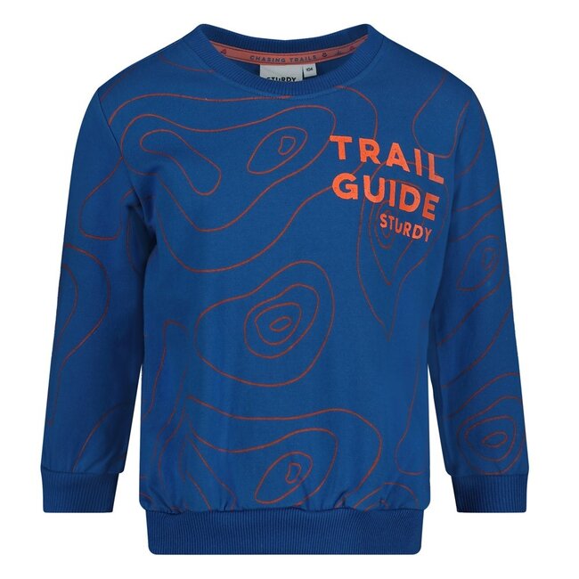 Sturdy - Sweater AOP Blauw - Chasing Trails