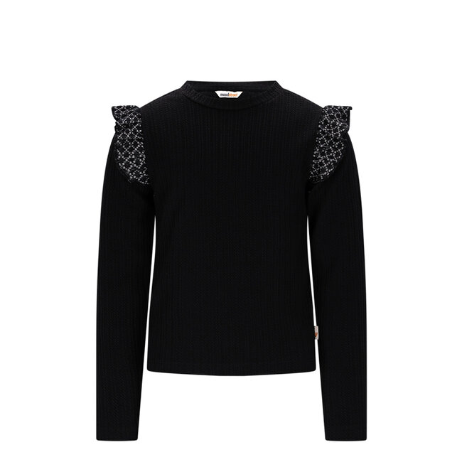Moodstreet - Shoulder Ruffle Top Senna - Black