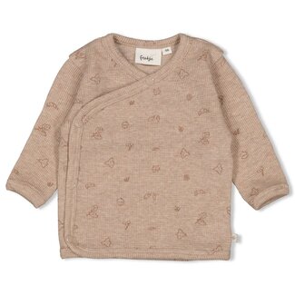 Feetje Feetje - Overslagshirt Rib AOP Hazelnoot Melange - Fall Favorites