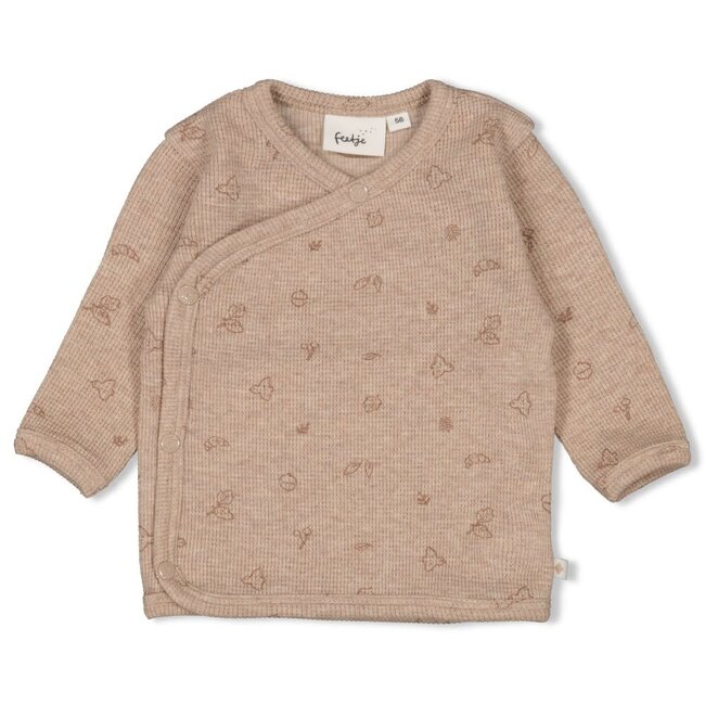 Feetje - Overslagshirt Rib AOP Hazelnoot Melange - Fall Favorites