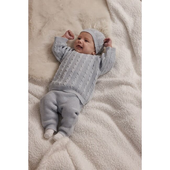 Feetje - Mutsje Gebreid Blauw Melange - The Knits