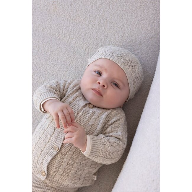 Feetje - Mutsje Gebreid Taupe Melange - The Knits