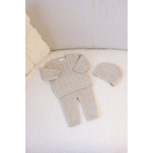 Feetje - Mutsje Gebreid Taupe Melange - The Knits