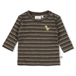 Feetje Feetje - Longsleeve Rib met Streep Antraciet Melange - Rawrsome