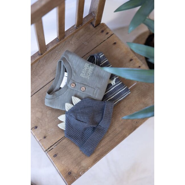 Feetje - Longsleeve Rib met Streep Antraciet Melange - Rawrsome