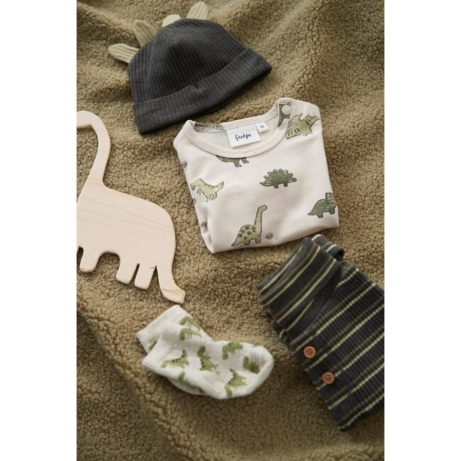 Feetje - Broek Rib met Streep Antraciet Melange - Rawrsome