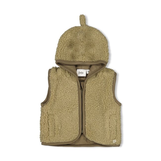 Feetje - Bouclé Bodywarmer met Capuchon Groen - Rawrsome