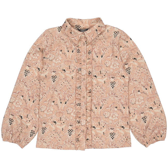 Levv - Shirt Vesa - AOP Pink Leaves