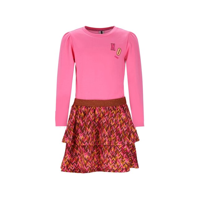 B.Nosy - Dress with 2-Layer Printed Skirt Daphne - Pink Carnation