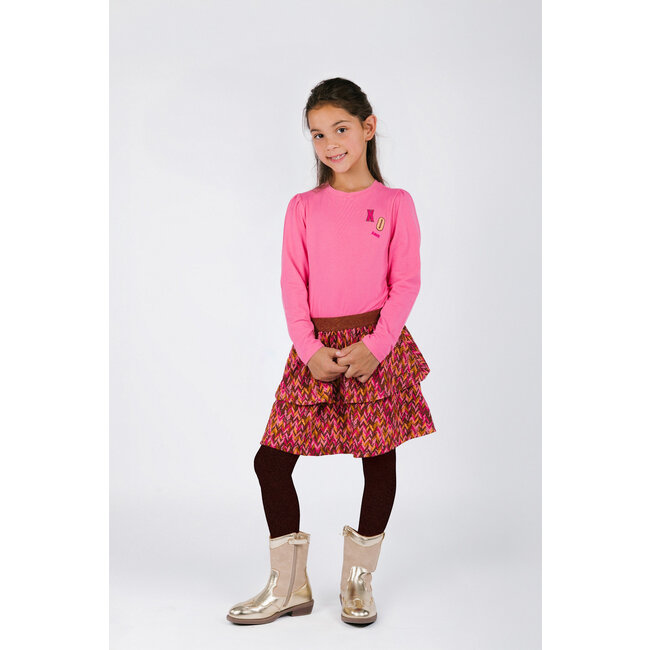 B.Nosy - Dress with 2-Layer Printed Skirt Daphne - Pink Carnation