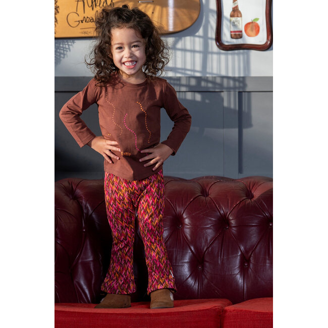 B.Nosy - Printed Flared Pants Pepper -  Zigzag Texas