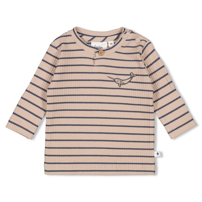 Feetje - Longsleeve Rib met Streep Taupe - Narwal