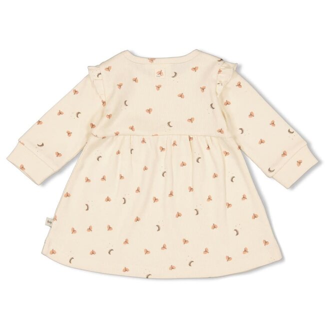 Feetje - Jurk Ruches Rib AOP Offwhite - Dancing In The Moonlight