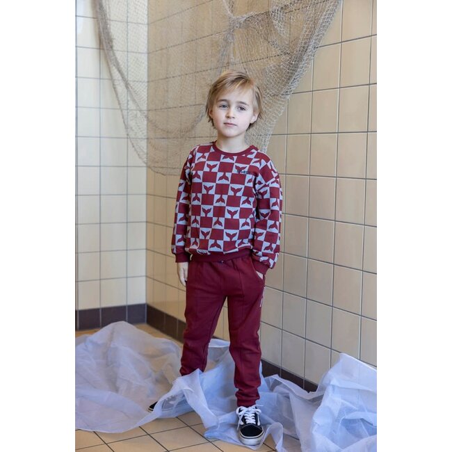 Sturdy - Sweater AOP Bordeaux - Waves and Whales