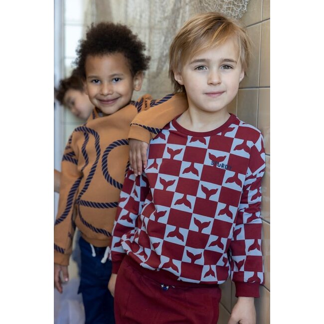 Sturdy - Sweater AOP Bordeaux - Waves and Whales