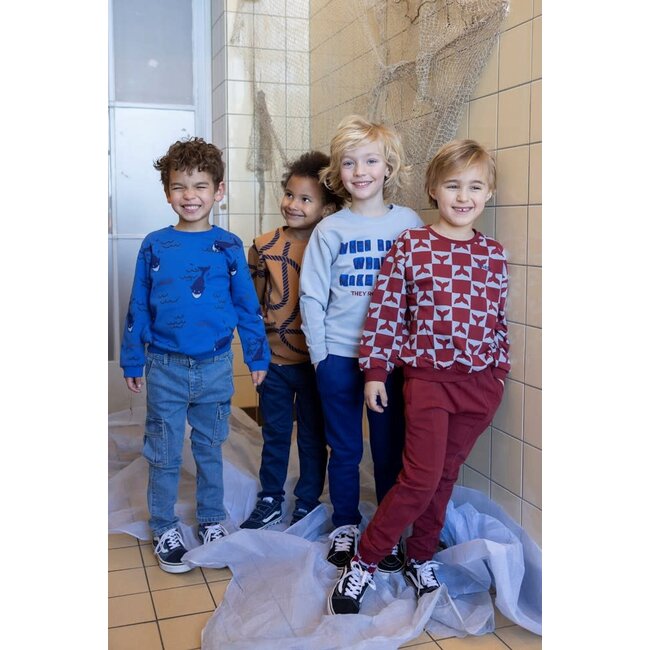 Sturdy - Sweater AOP Hazelnoot - Waves and Whales